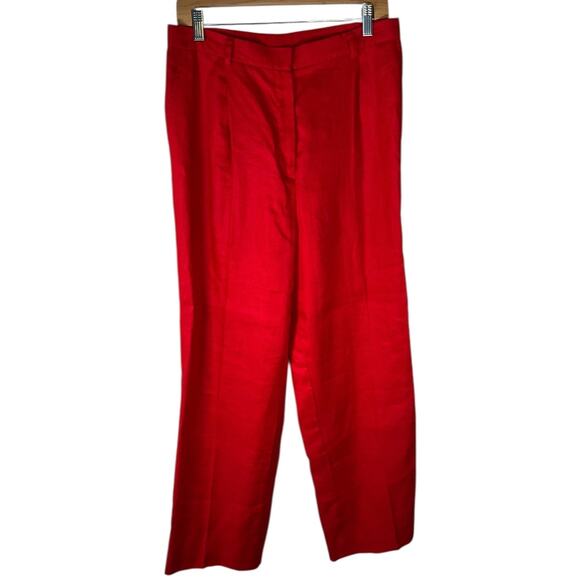 Lauren Ralph Lauren red linen pants size 16 runs small fits 8 tailored trousers - Picture 1 of 8